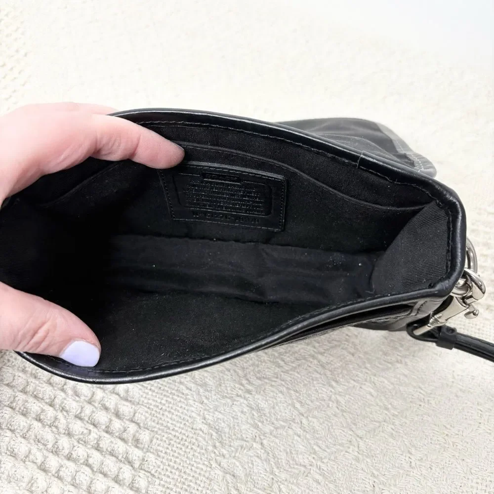Coach Legacy Signature Stripe Penny Shoulder Bag 19919 Black Grey Silver Mini